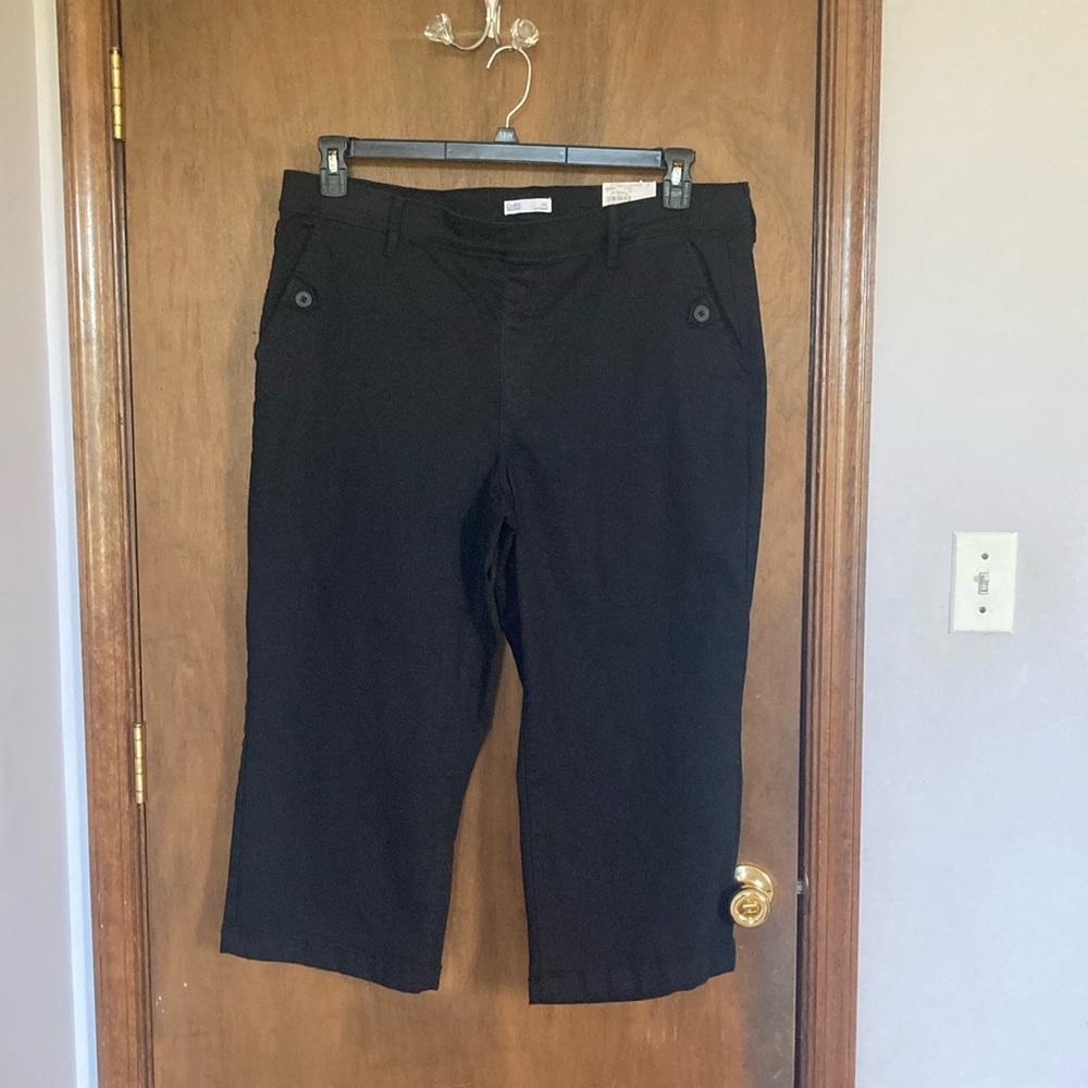 Croft & barrow mid rise wide leg black pant with stretch size XXL